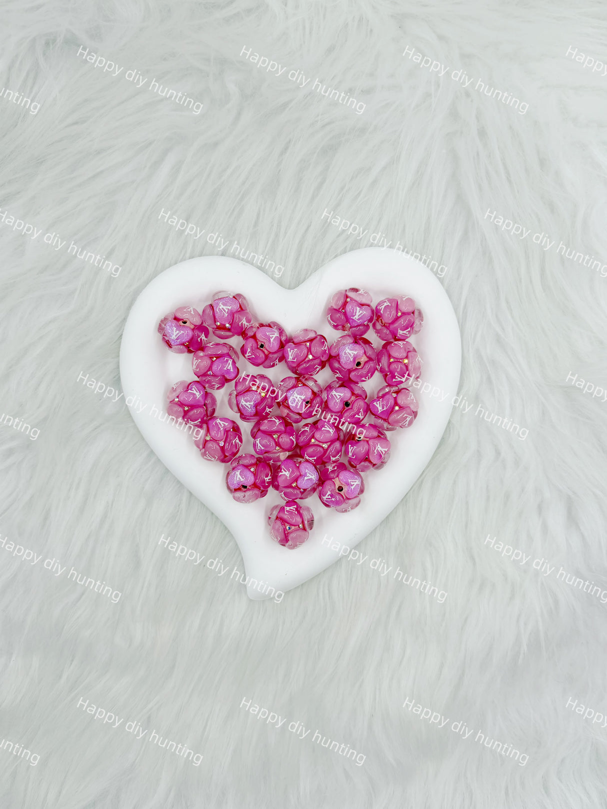 Hot Pink Fancy L*V Designer Beads DB-003