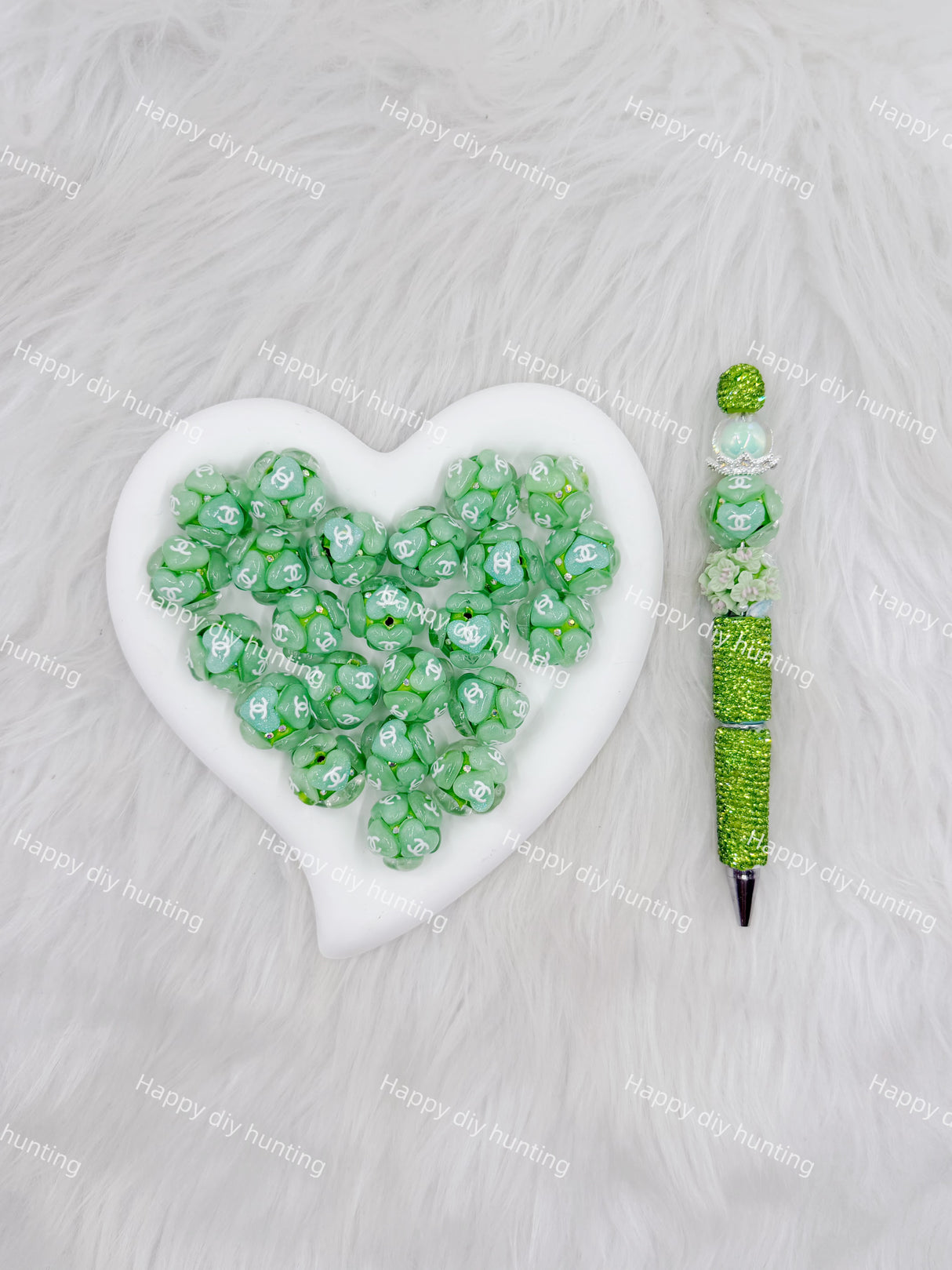 Green Fancy CC Designer Beads DB-007