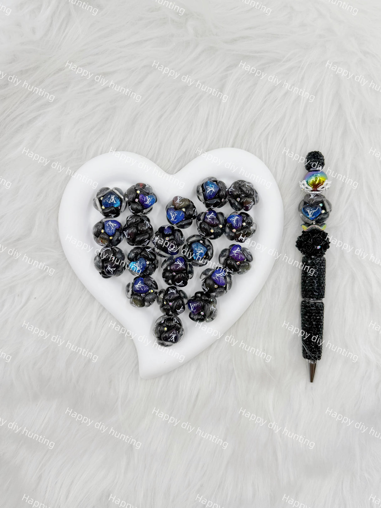 Black Fancy L*V Designer Beads DB-013