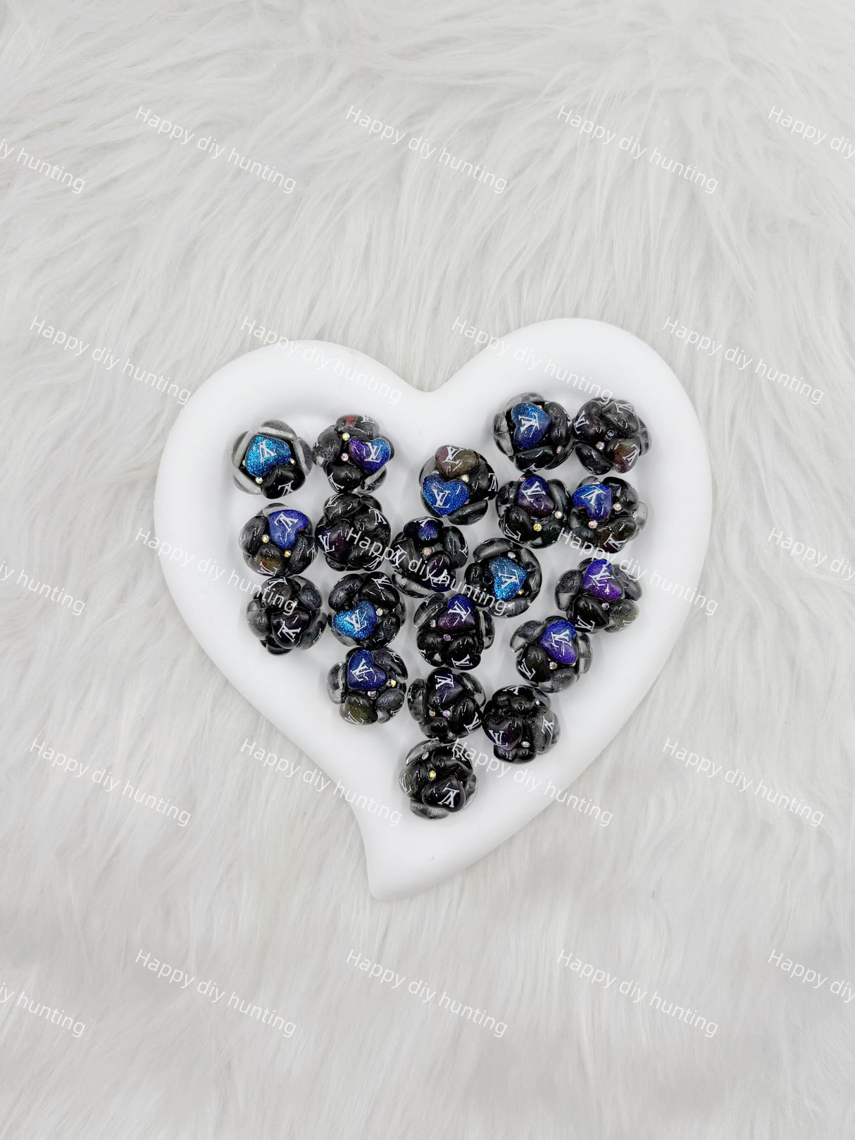 Black Fancy L*V Designer Beads DB-013