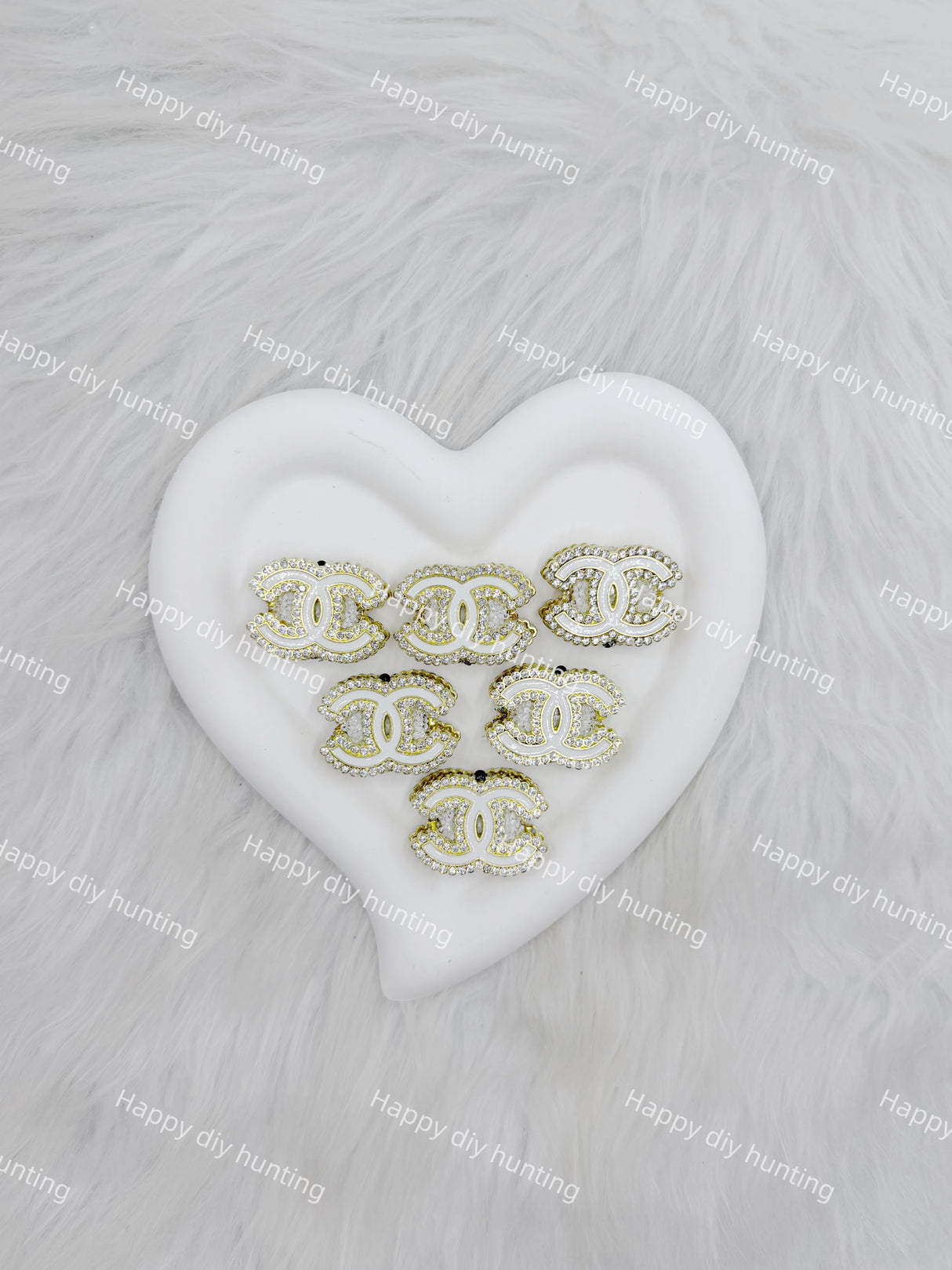 White with Sliver Rhinestone CC Designer Beads DB-018