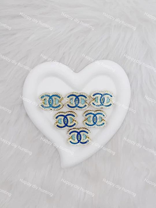 Blue with White Rhinestone CC Designer Beads DB-019
