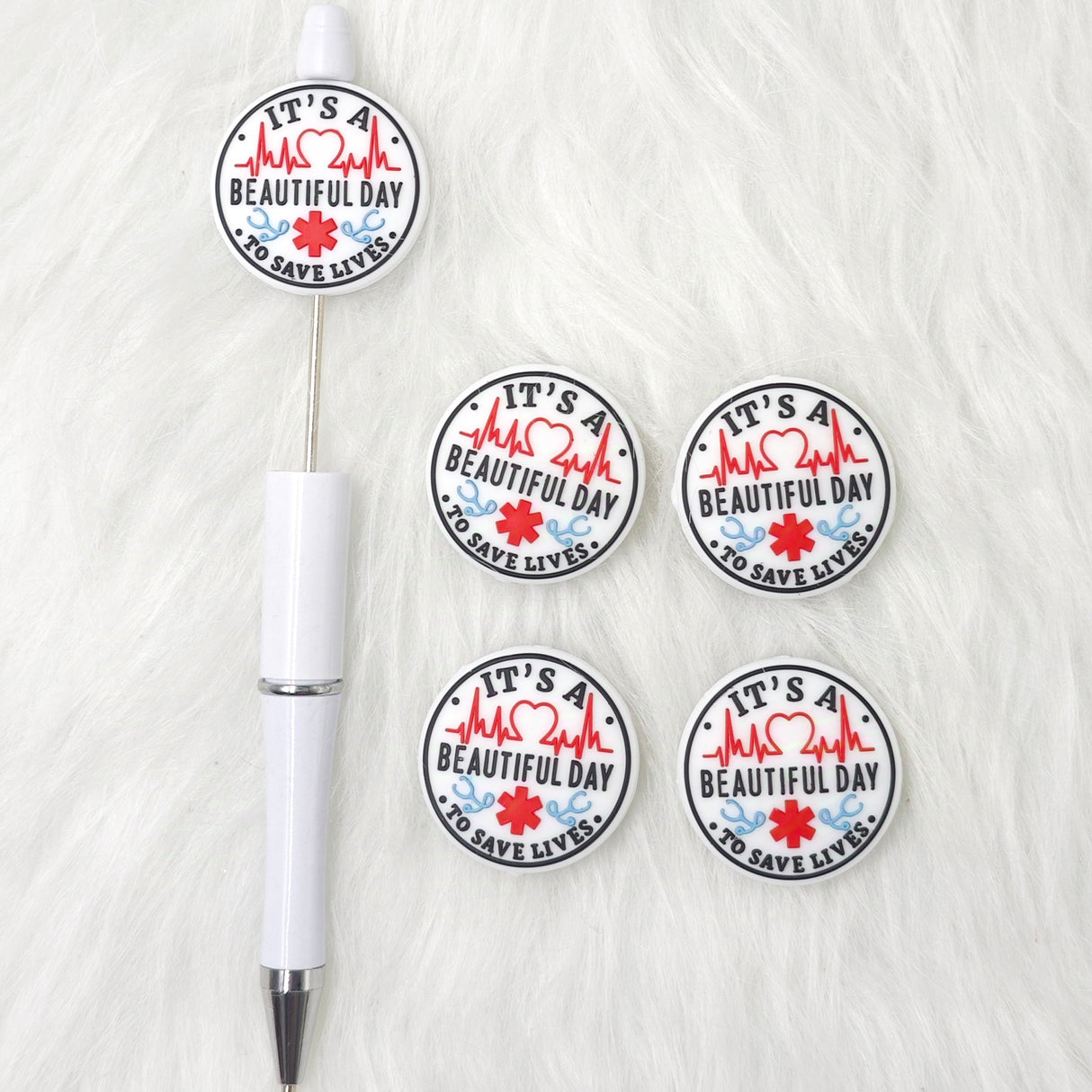 It's A Beautiful Day to Save Lives Silicone Focal Bead Nurse Focal Beads Appealing Focal Beads