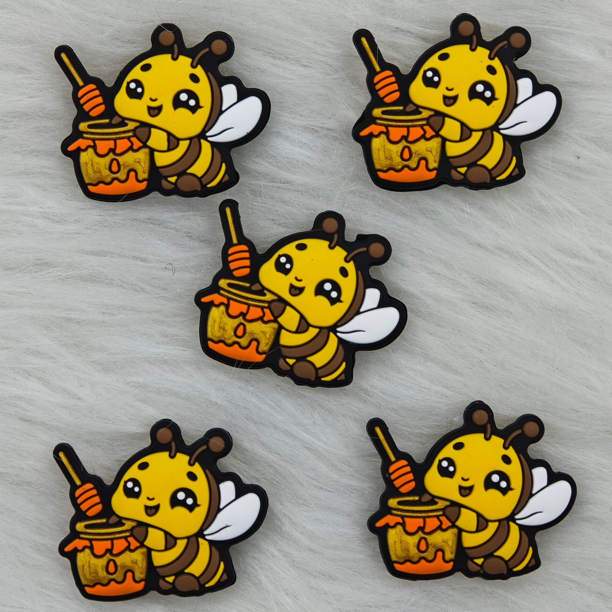 Cute bees with honey jar Silicone Focal Beads Wholesale