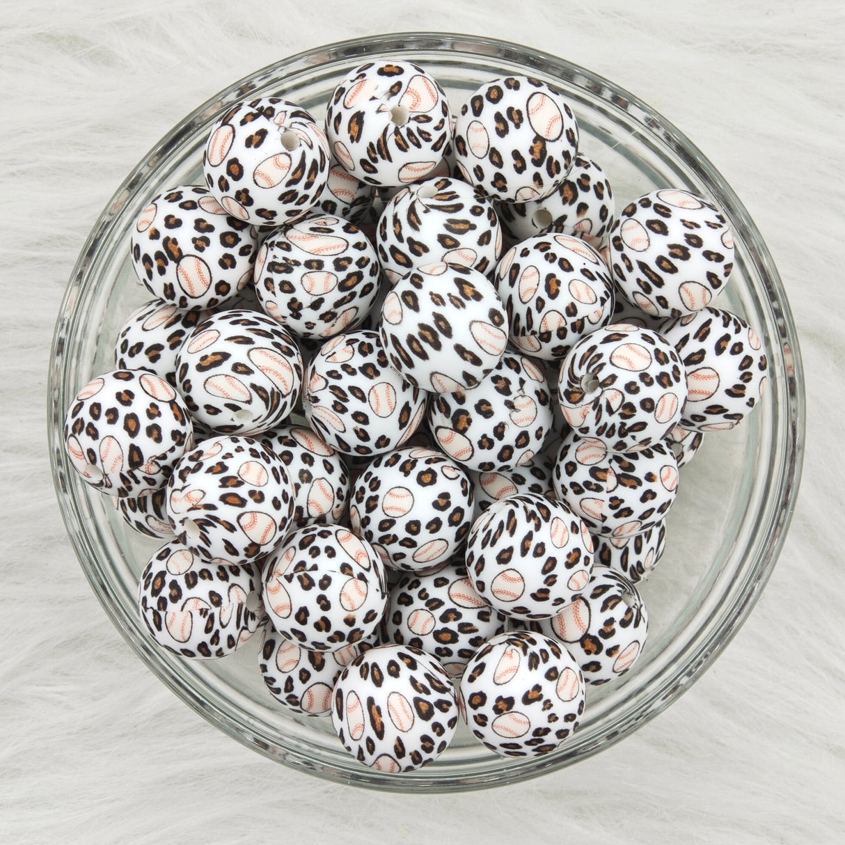 15mm baseball leopard Printed Silicone Beads 15mm
