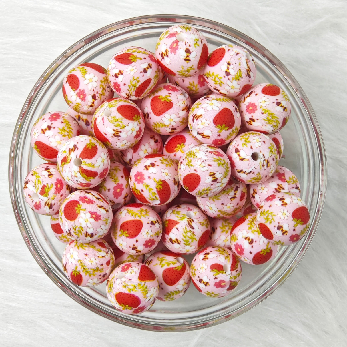 15mm red strawberry Printed Silicone