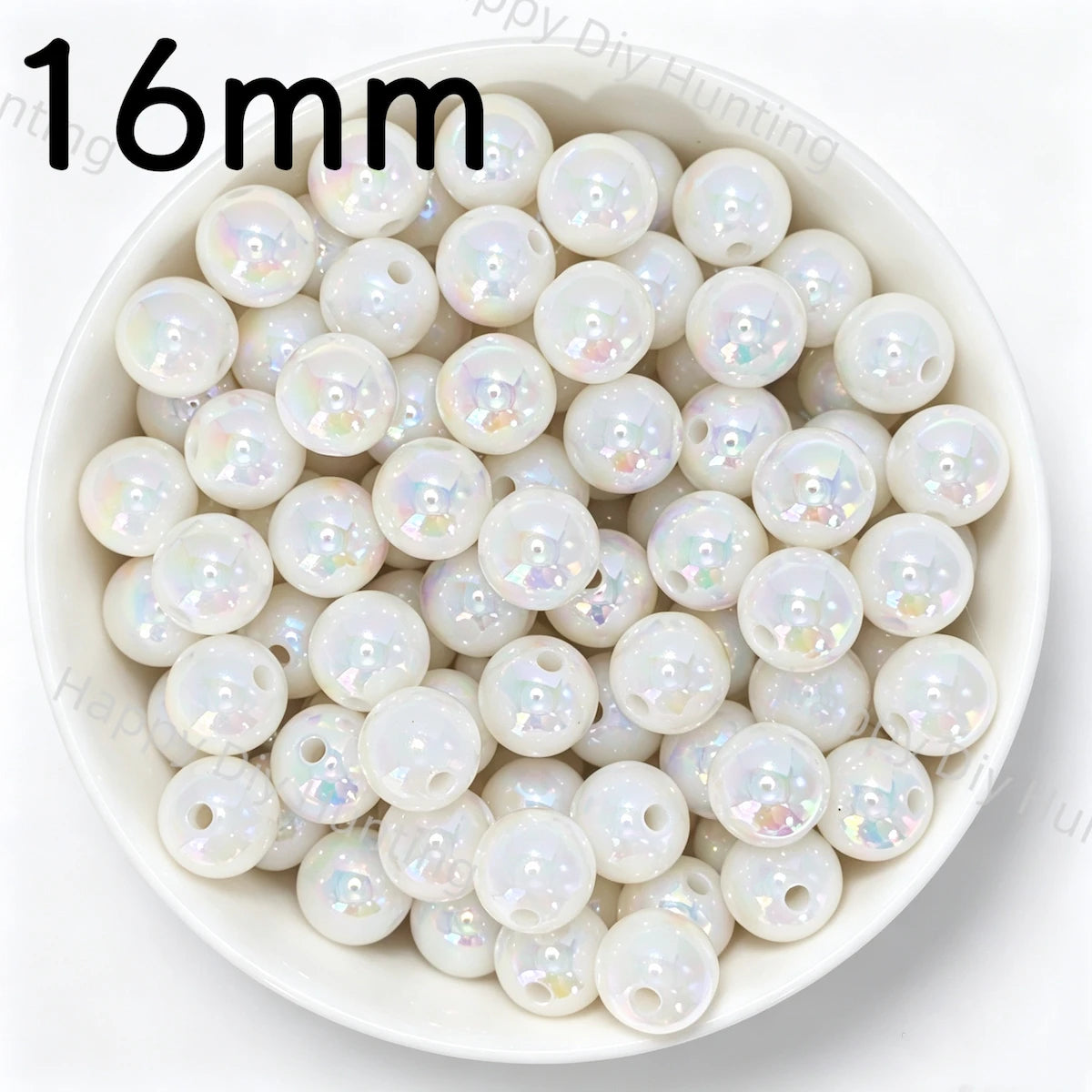 16mm White UV Finish Frosted Cat Eye Round Acrylic Beads Wholesale for DIY Beadable Pens & Jewelry