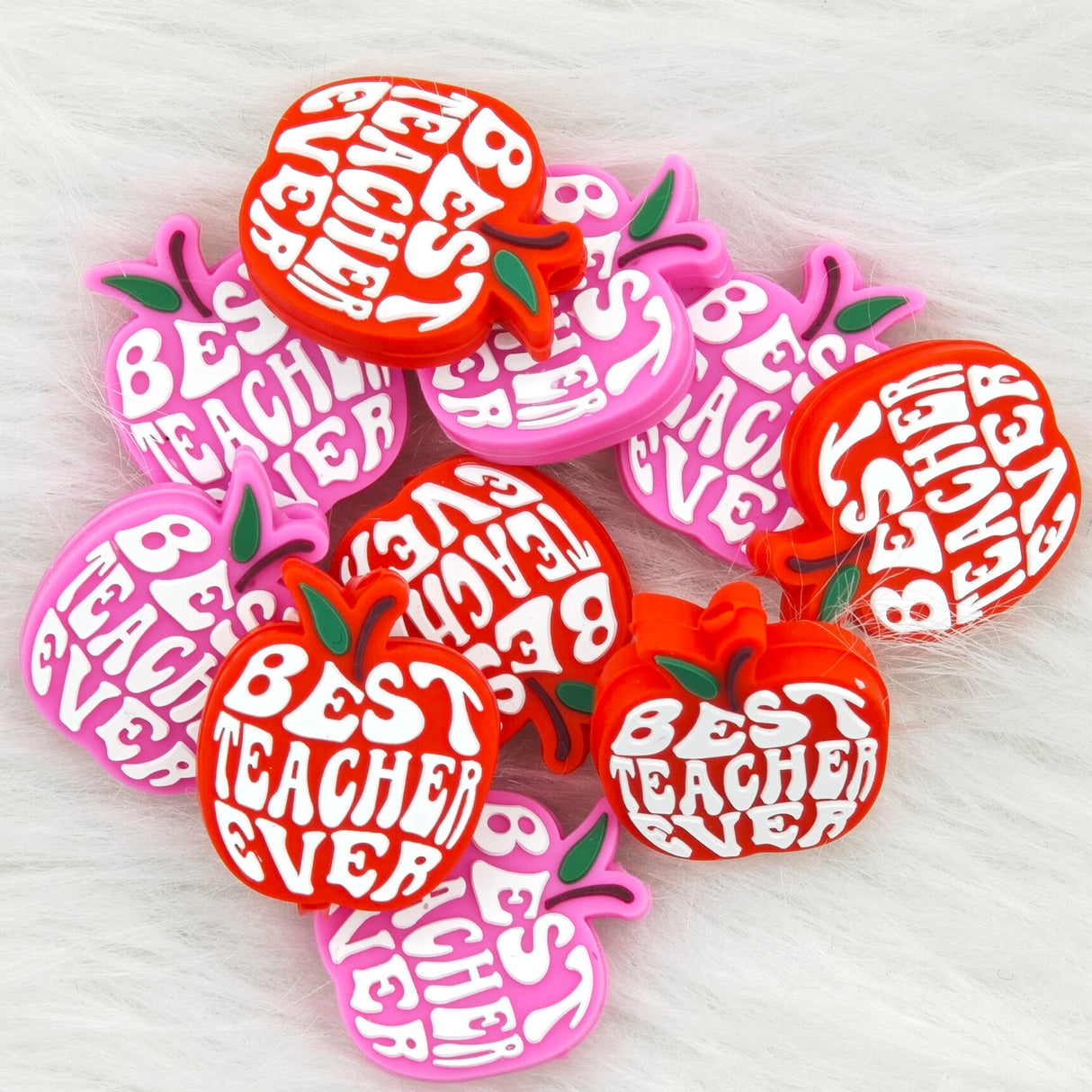 Best teacher ever apple Silicone Focal Beads Wholesale