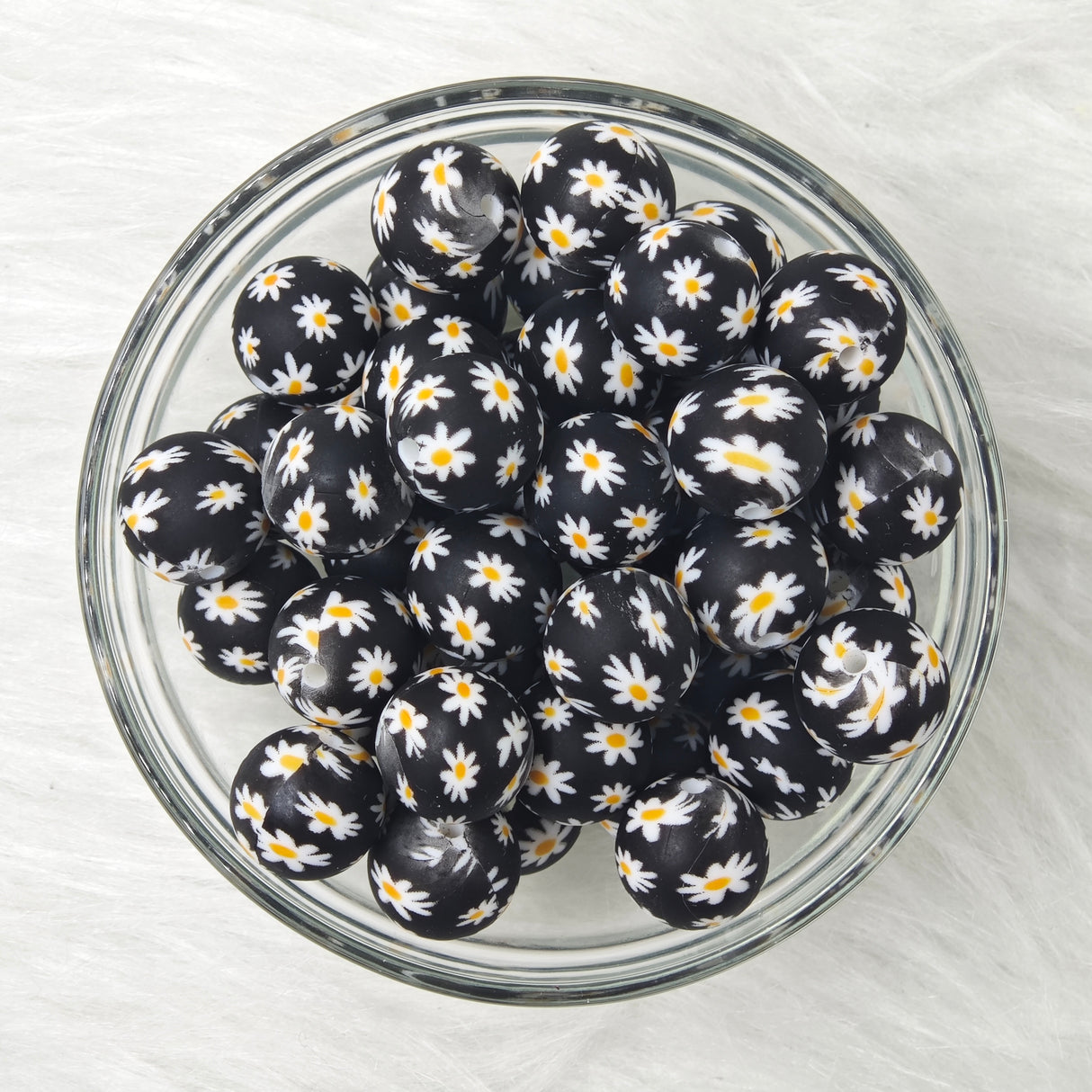 15mm white daisy Printed Silicone