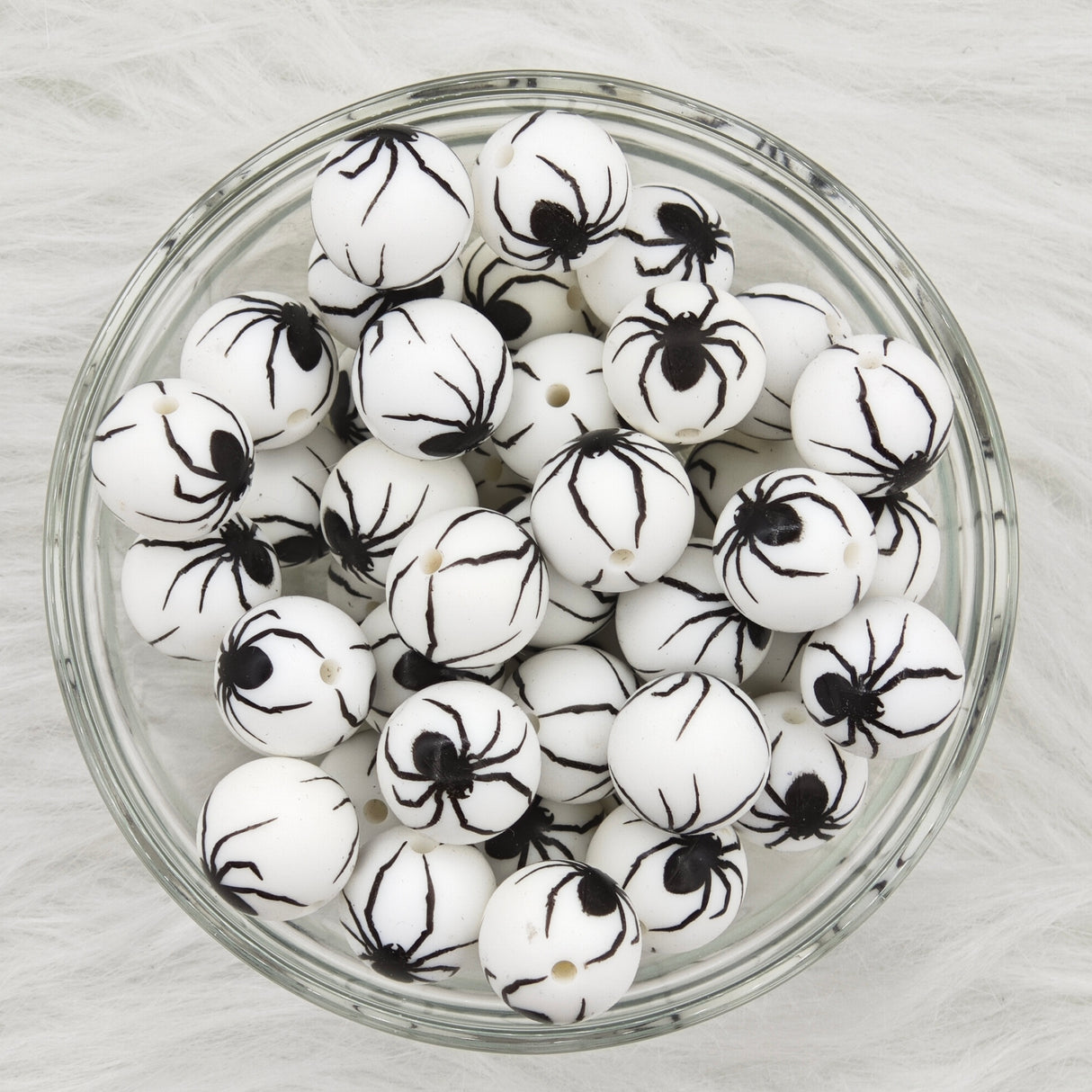 15mm Big Spider Printed Silicone Beads 15mm