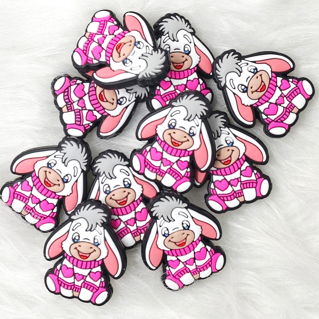 Pink donkey Silicone Focal beads wholesale, Animal Shape silicone focal beads for pens