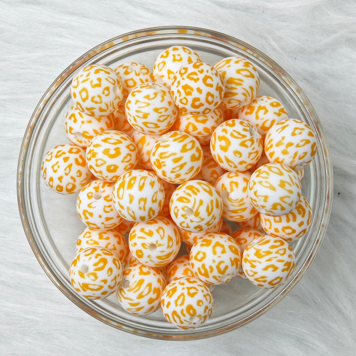 15mm Orange leopard Printed Silicone Focal Beads