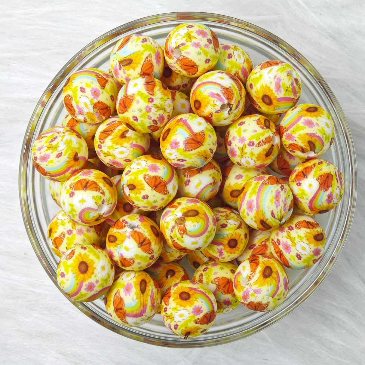 15mm yellow-orange sunflowers Printed Silicone