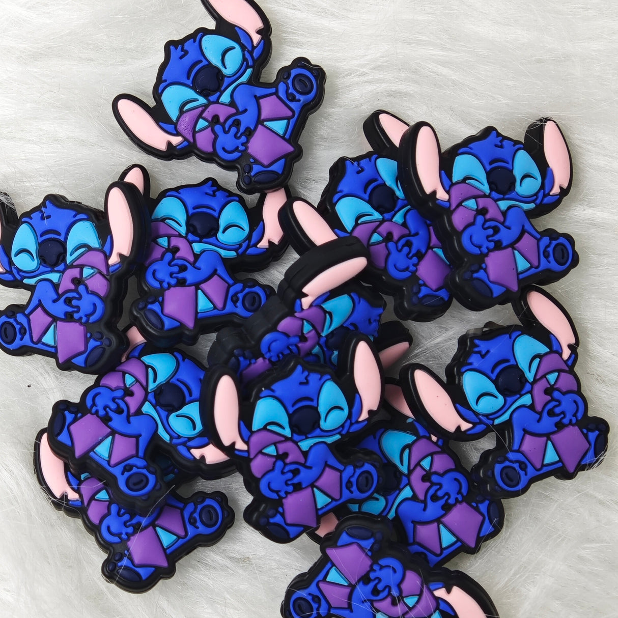 Purple ribbon stich Silicone Focal Beads Wholesale