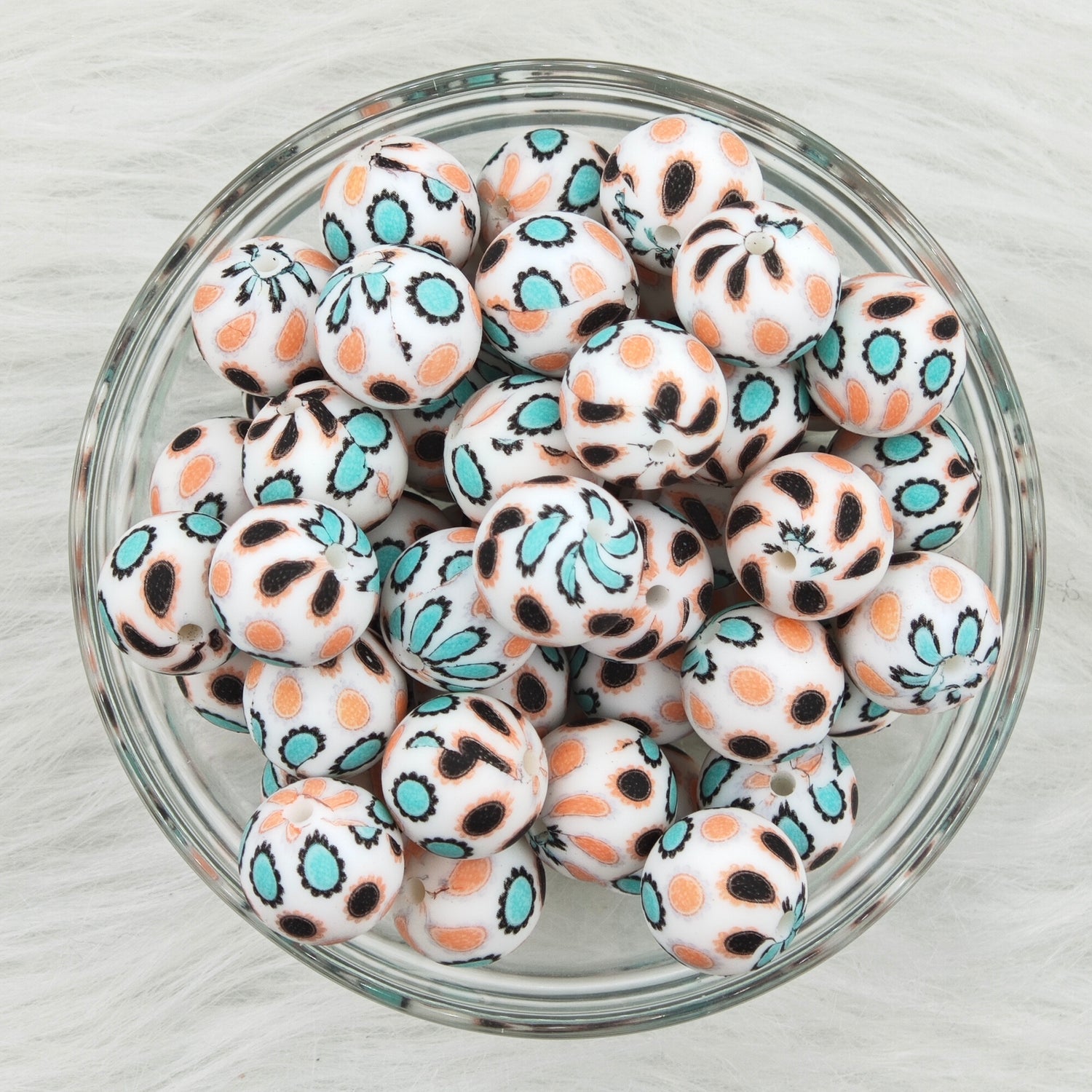 15mm colorful sun Printed Silicone Beads 15mm