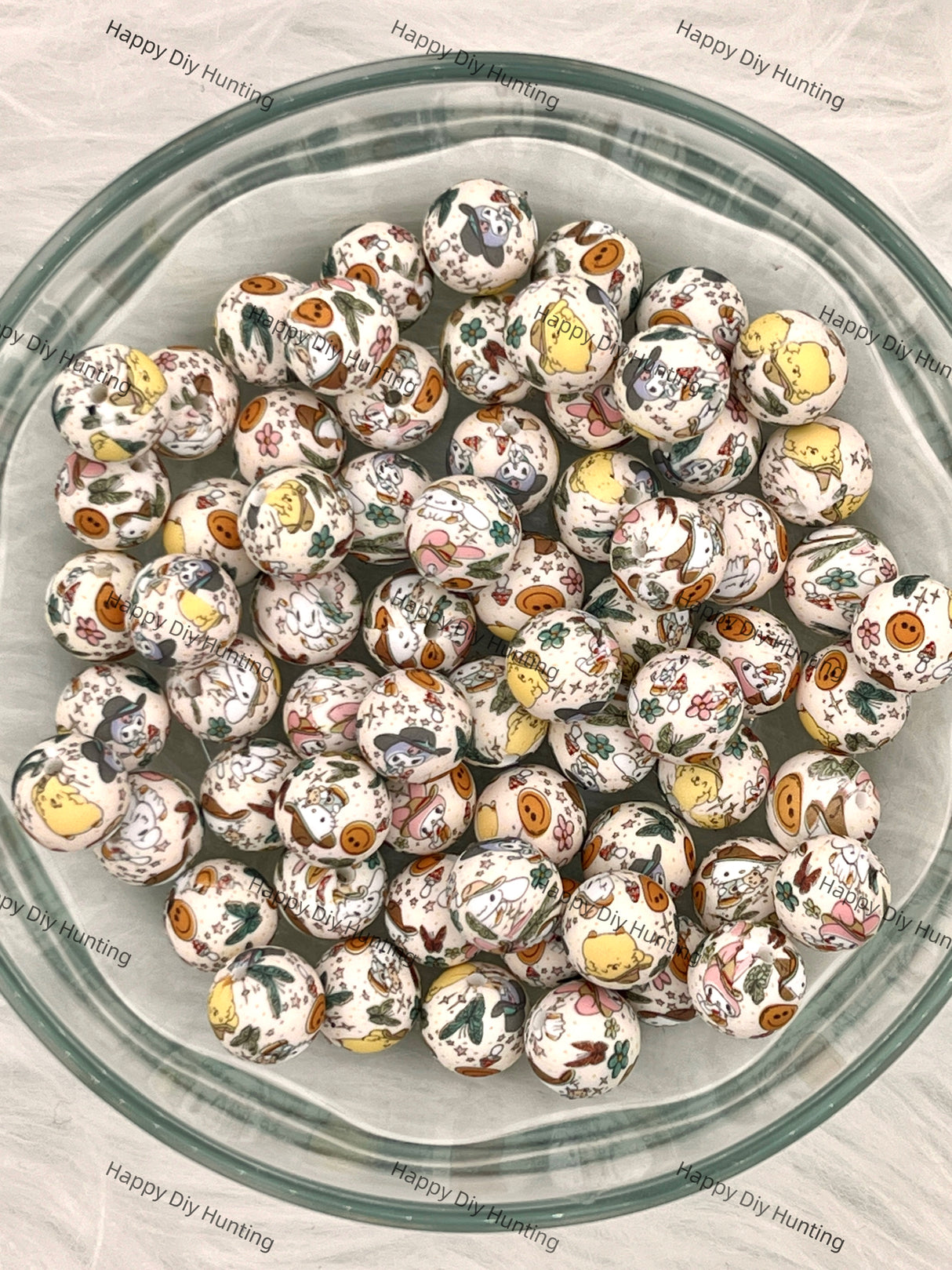 15mm Camping Sanrio Family Printed Silicone Beads