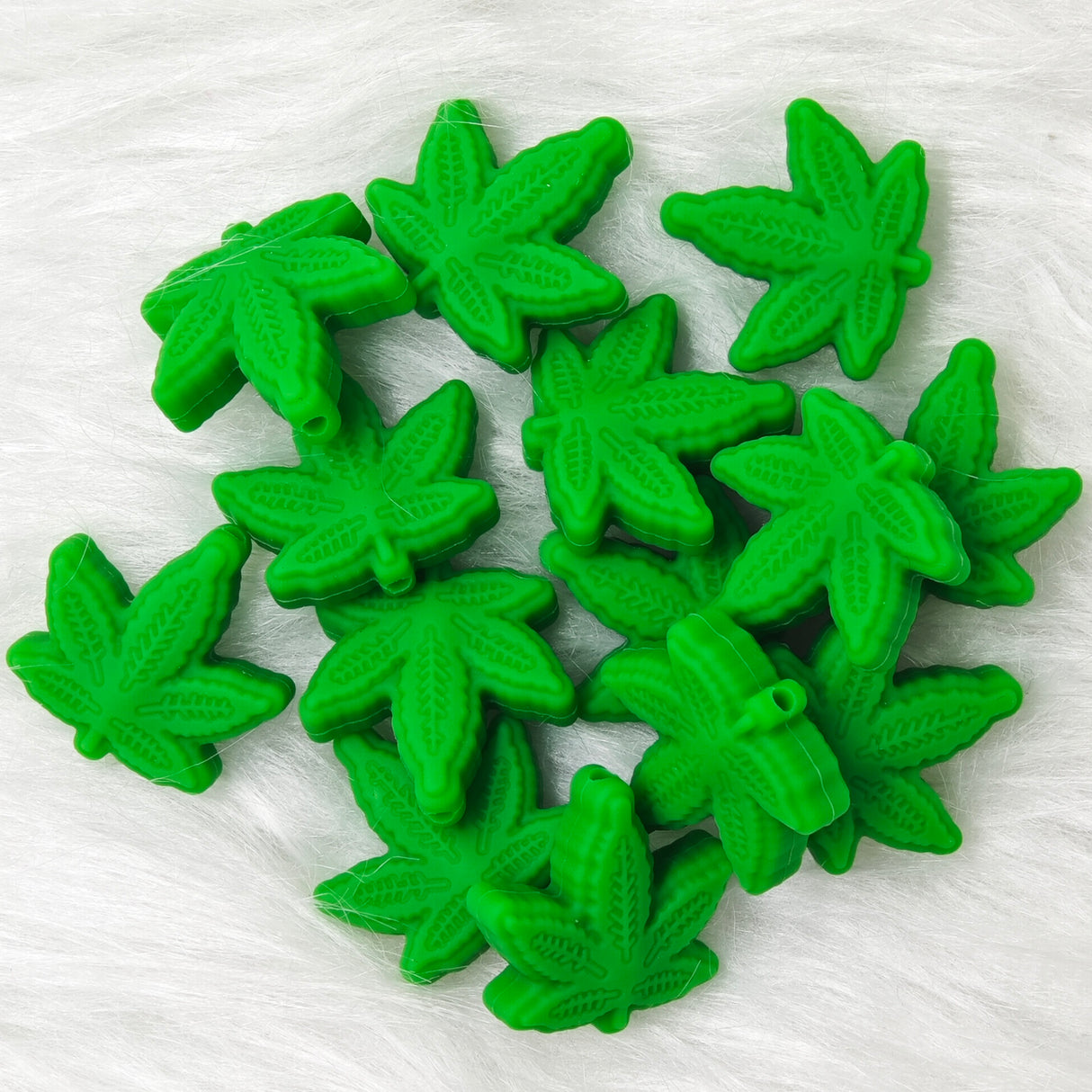 Dark green leaves Silicone Focal Beads, plant focal beads