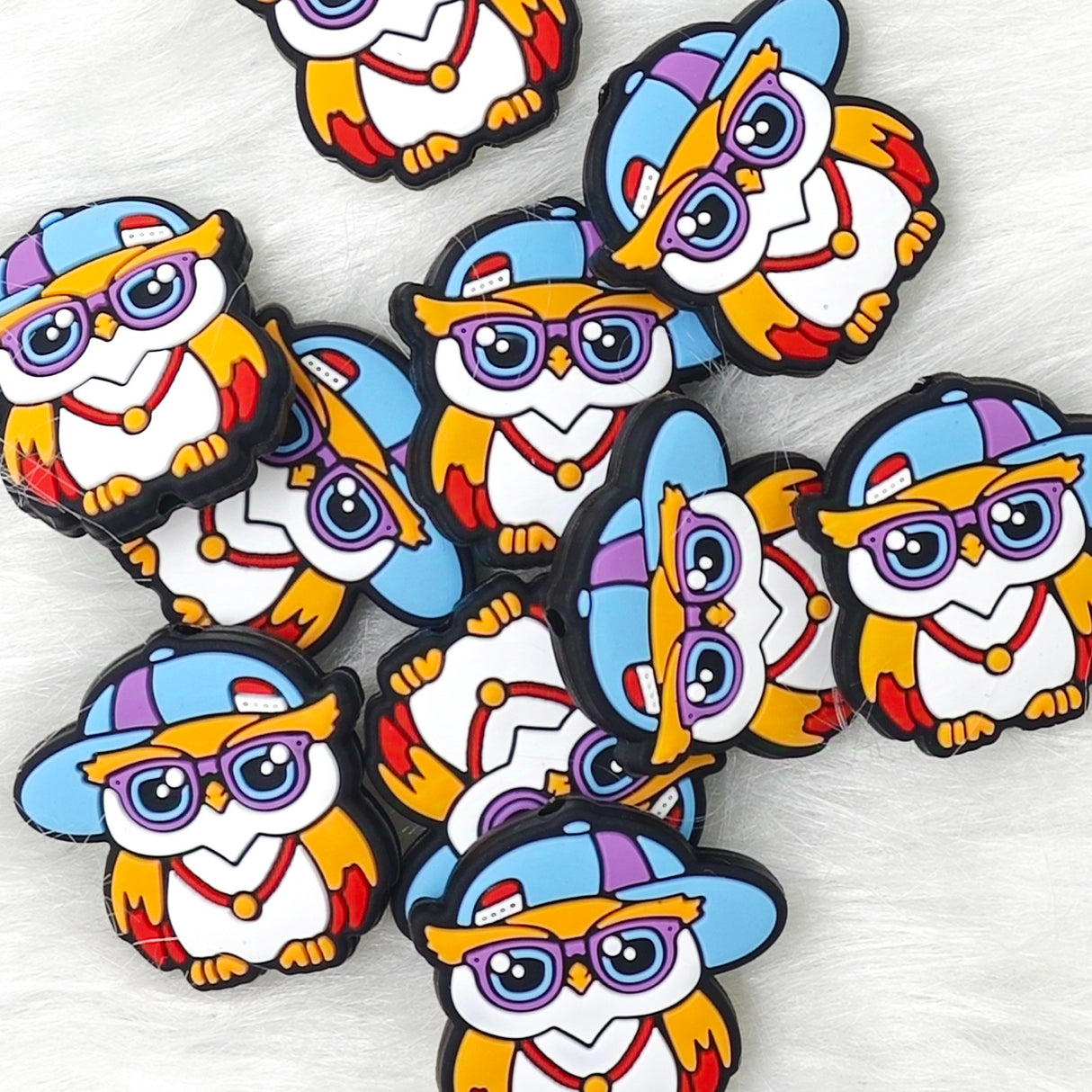 Owl with Hat Silicone Focal Beads wholesale, Animal Silicone Beads