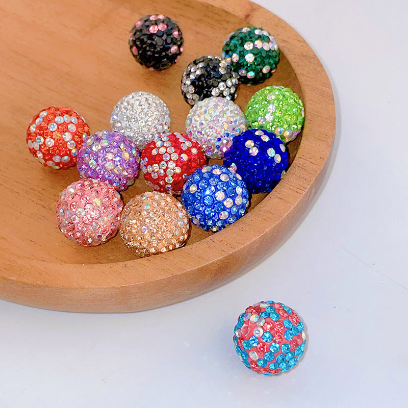 16mm,Fancy Colorful Round Clay Beads with Rhinestone