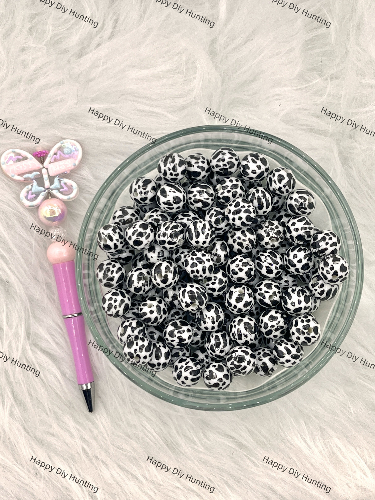 16mm Cow Print Round Acrylic Beads Wholesale