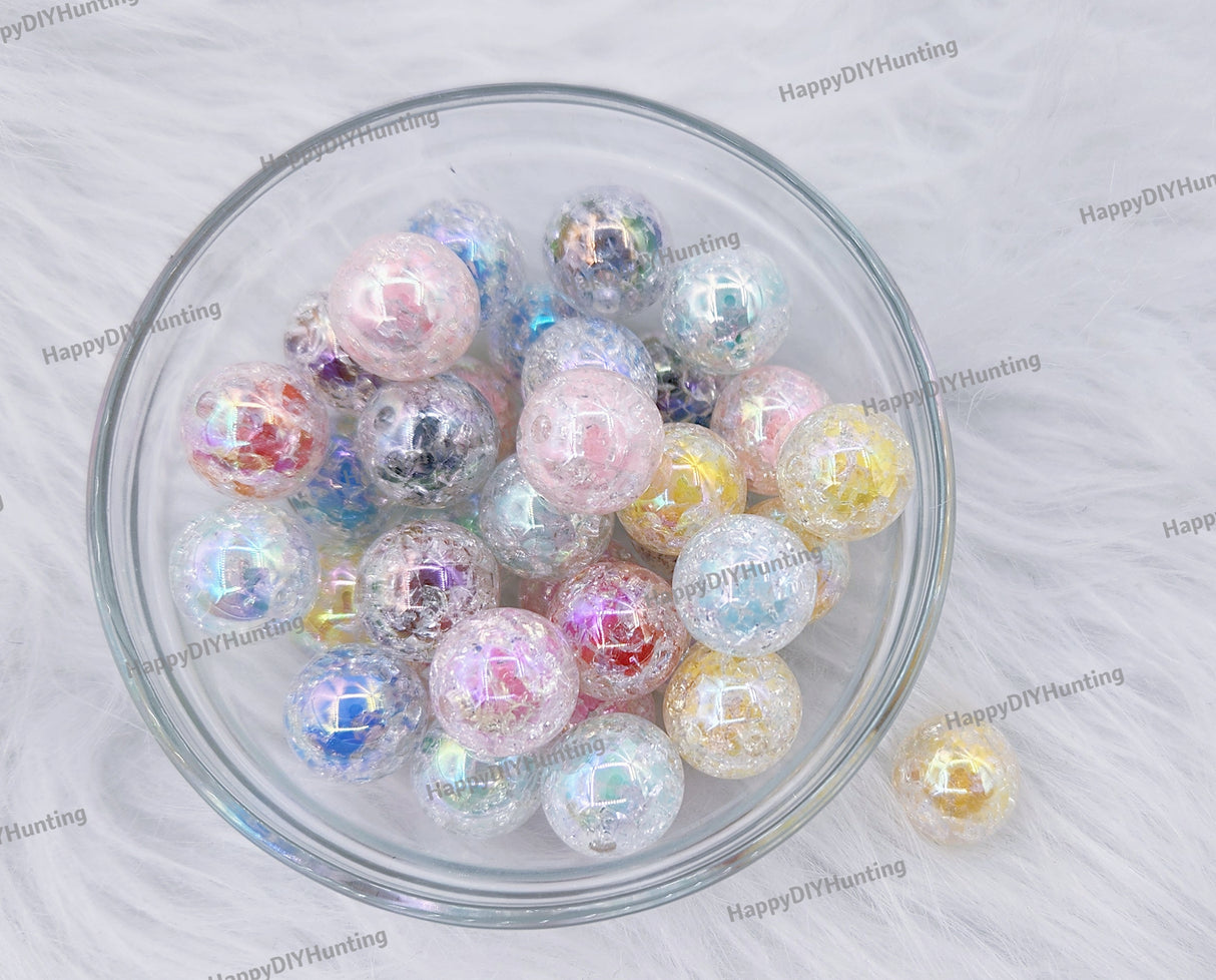 16mm,Double Layer Crackle Round Acrylic Beads