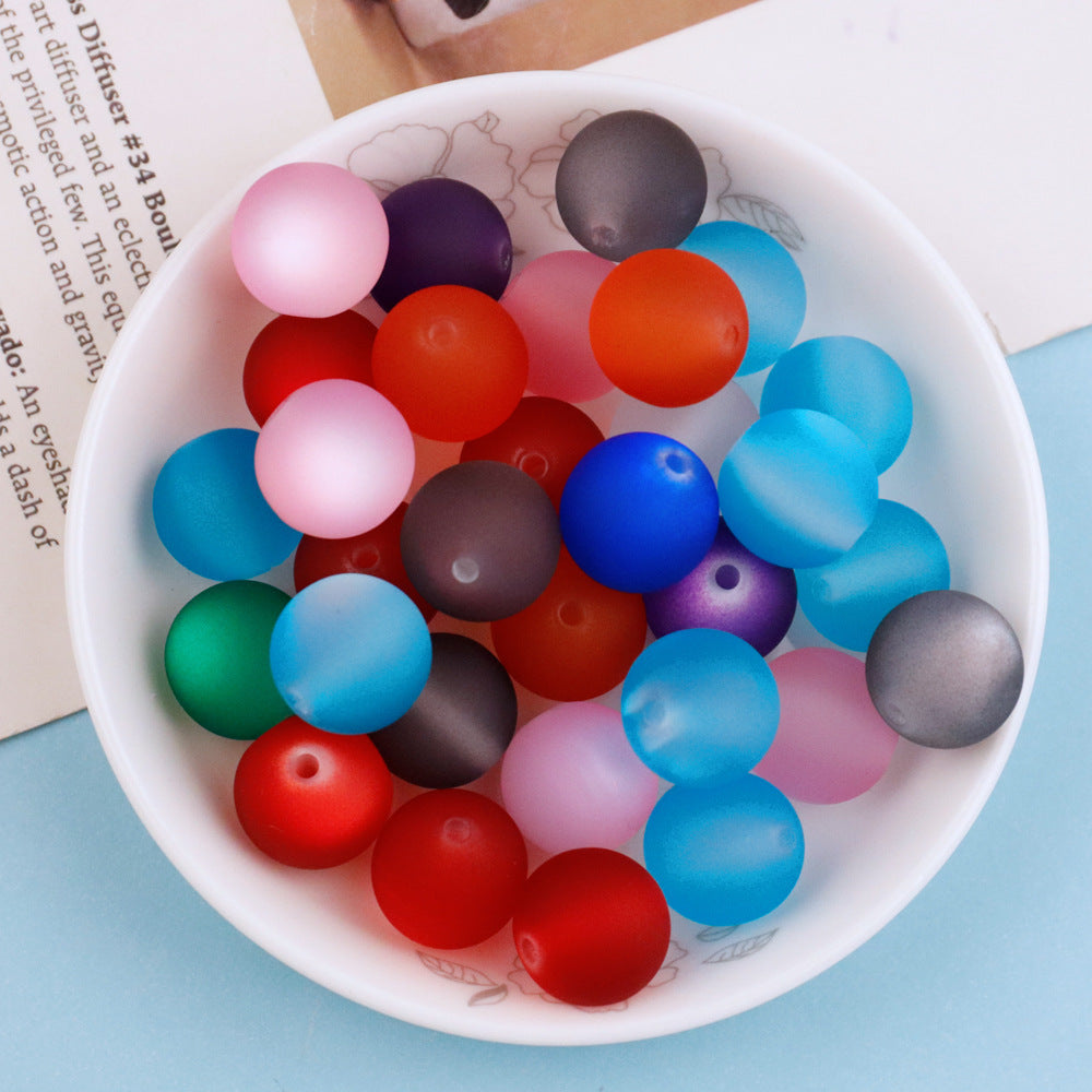 16mm Frosted Matte Cat Eye Round Acrylic Beads