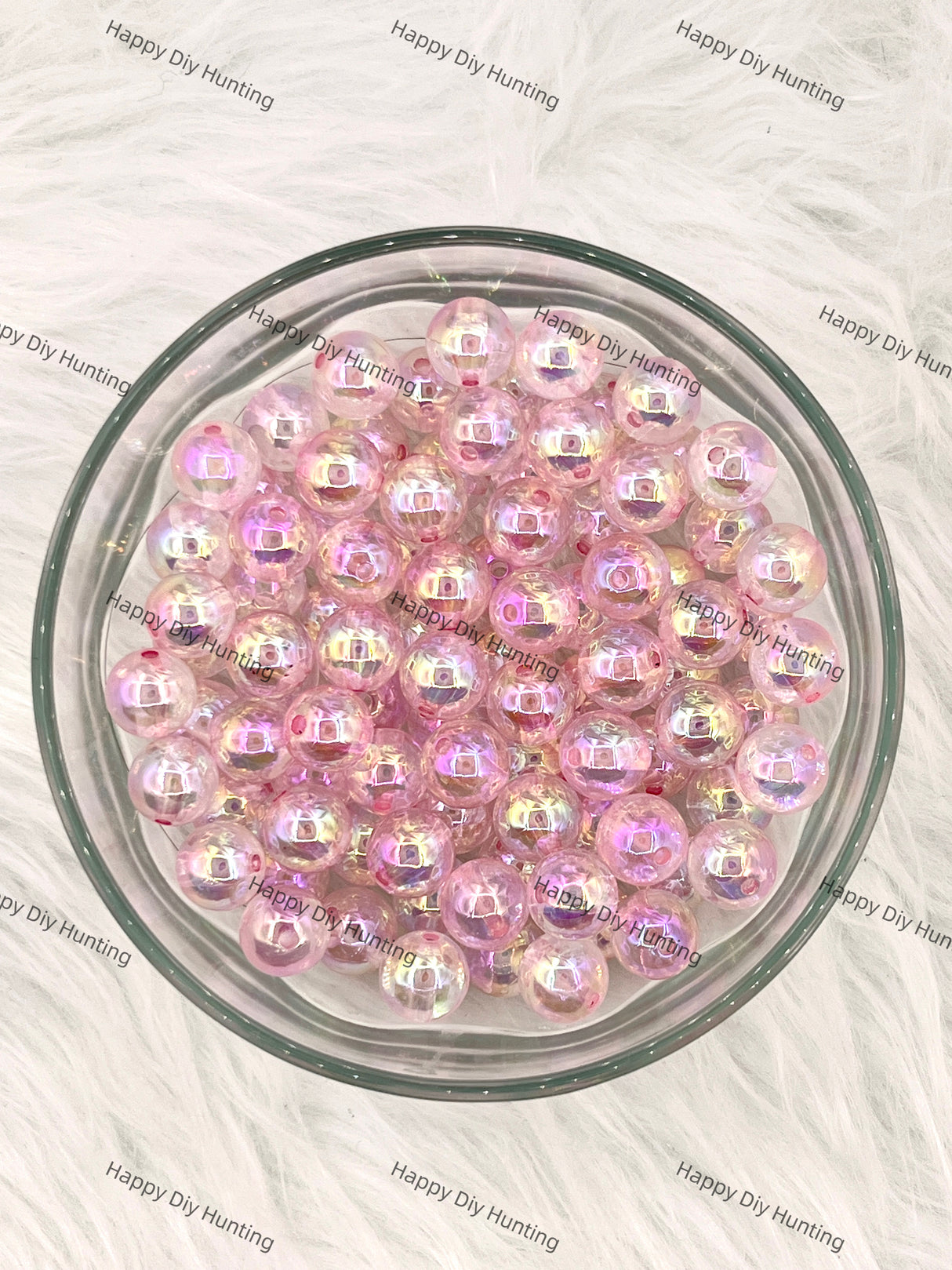 16mm Light Pink Clear Round Acrylic Beads