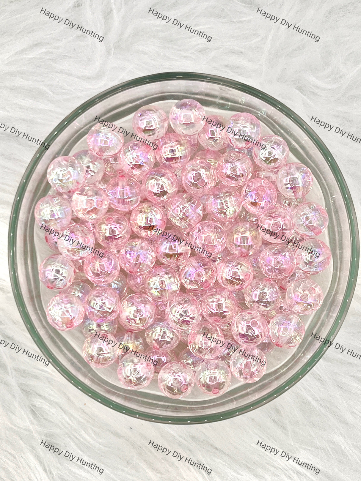 16mm Light Pink Disco Round Clear Acrylic Beads wholesale
