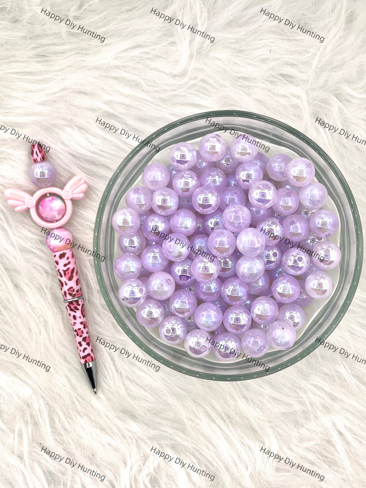 16mm Light Purple Shinny Round Acrylic Beads