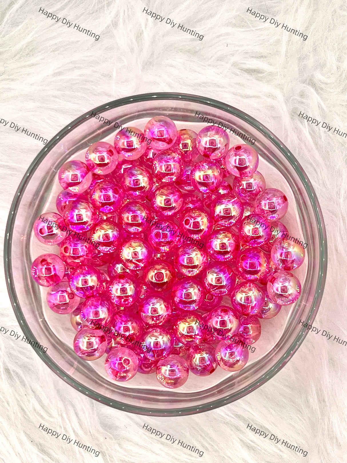 16mm Pink Round Clear Acrylic Beads