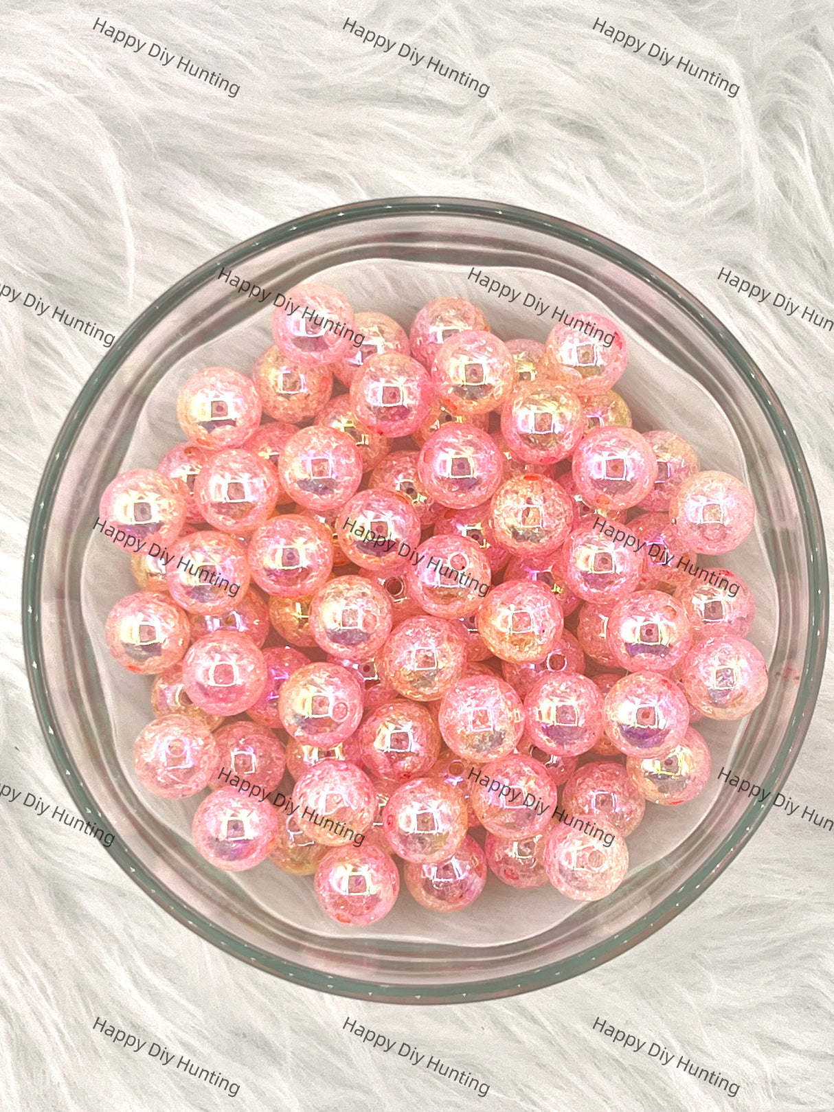 16mm Pink and Orange Gradient Obrent Round Crackle Acrylic Beads