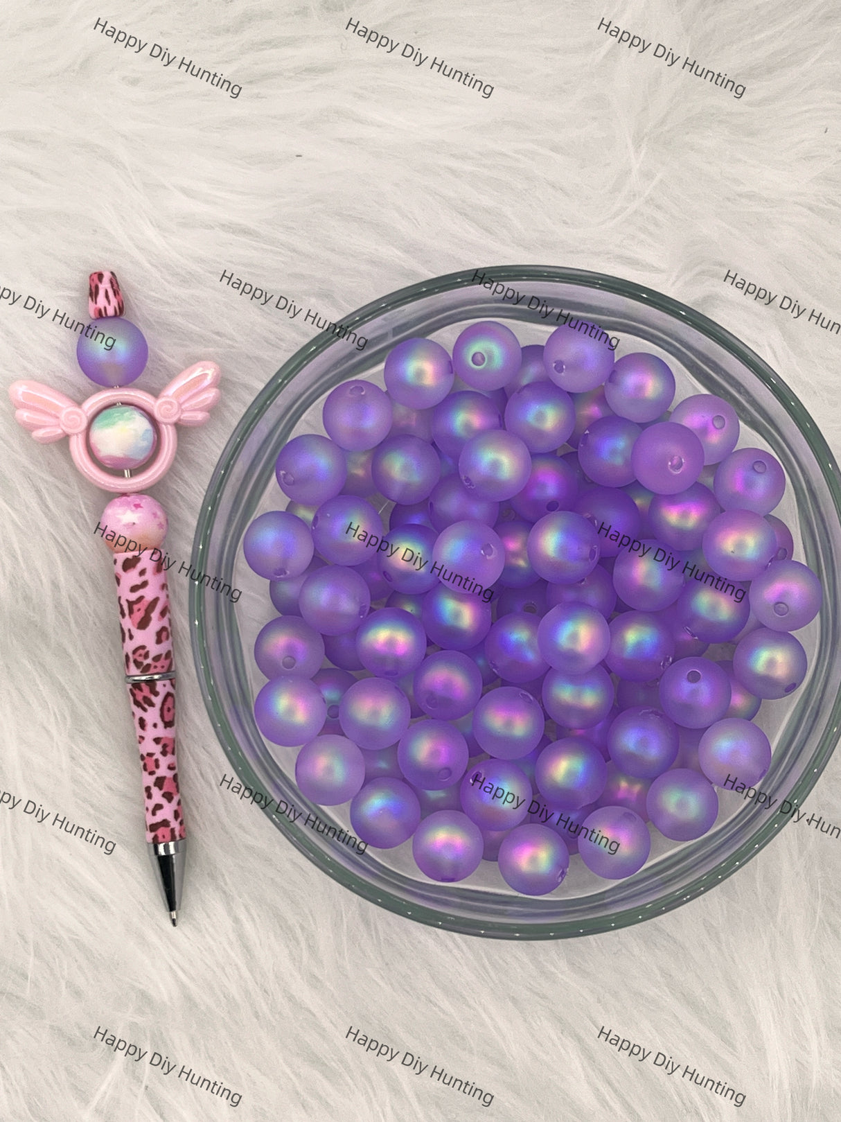 16mm Purple UV Finish Frosted Matte Cat Eye Round Acrylic Beads