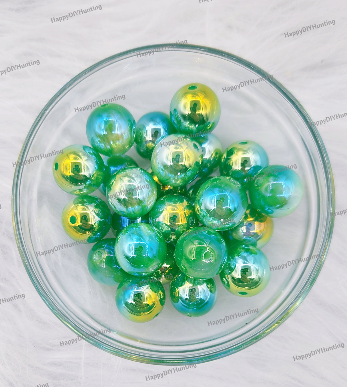 16mm, UV Coated Shiny Round Green Acrylic Beads