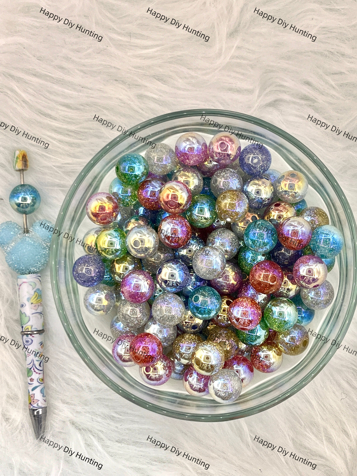16mm UV Finish Glitter Rond Acrylic Beads Wholesale