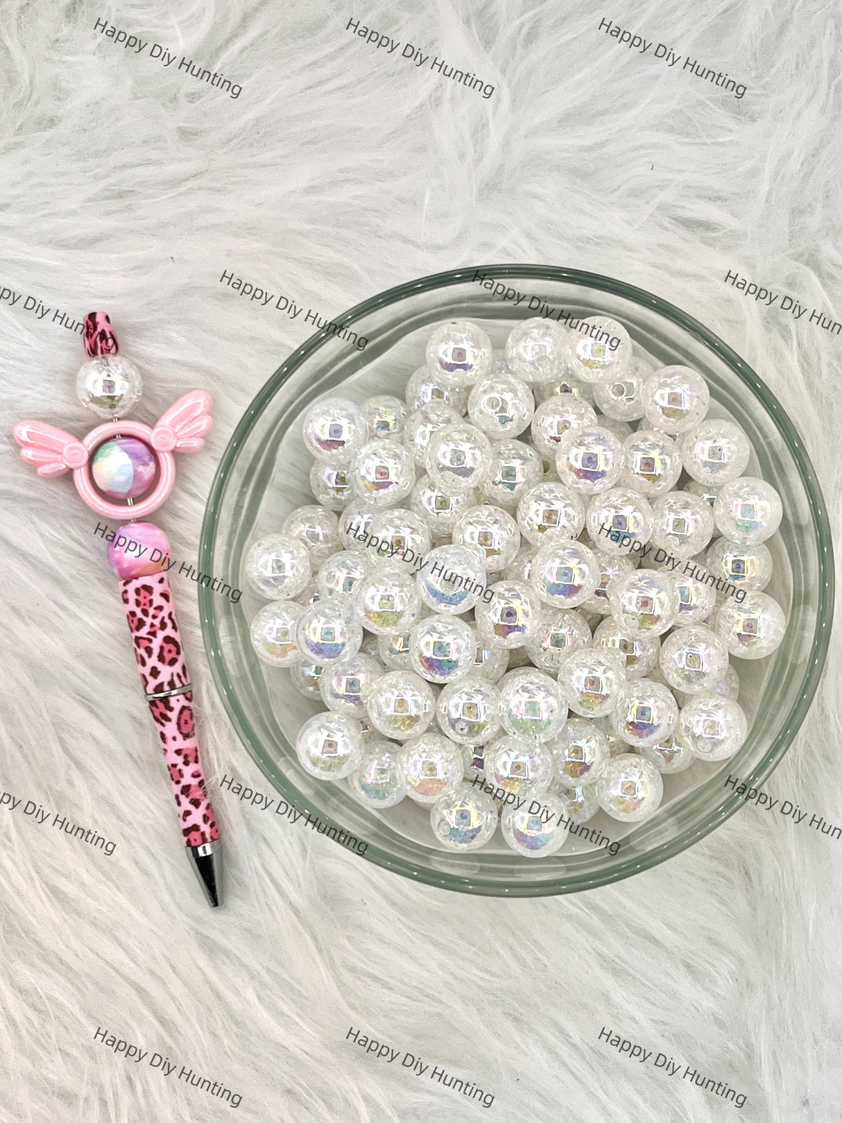 16mm White Shinny Round Acrylic Crackle Beads Wholesale