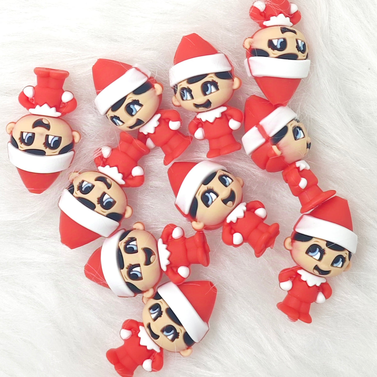 3d guy with Santa's hat Silicone Focal Beads, character Focal Beads