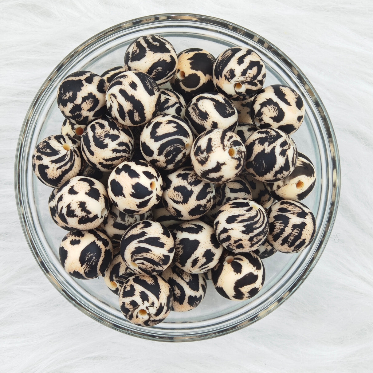 15mm dark leopard Printed Silicone Beads 15mm