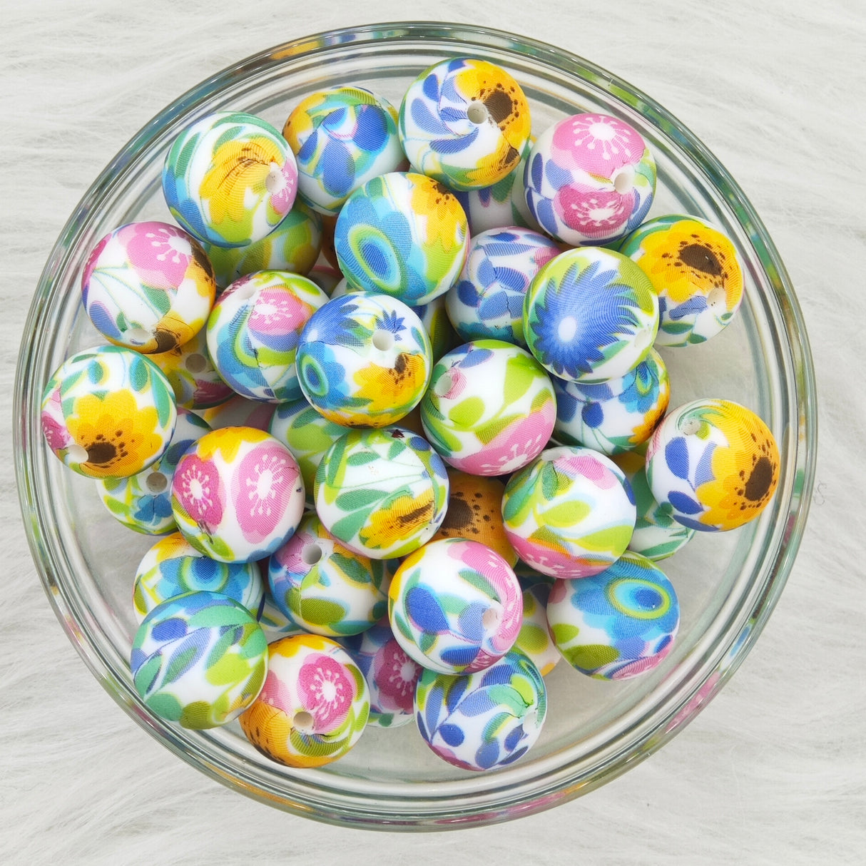 15mm colorful sunflowers Printed Silicone Beads 15mm