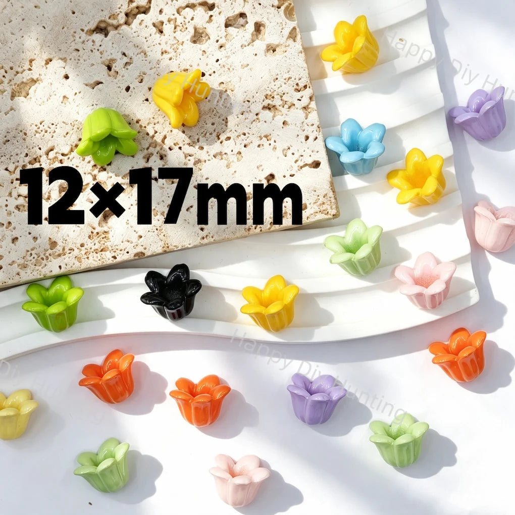 Multicolor 3D Tulip Flower Acrylic Beads for DIY Beadable Pens & Jewelry