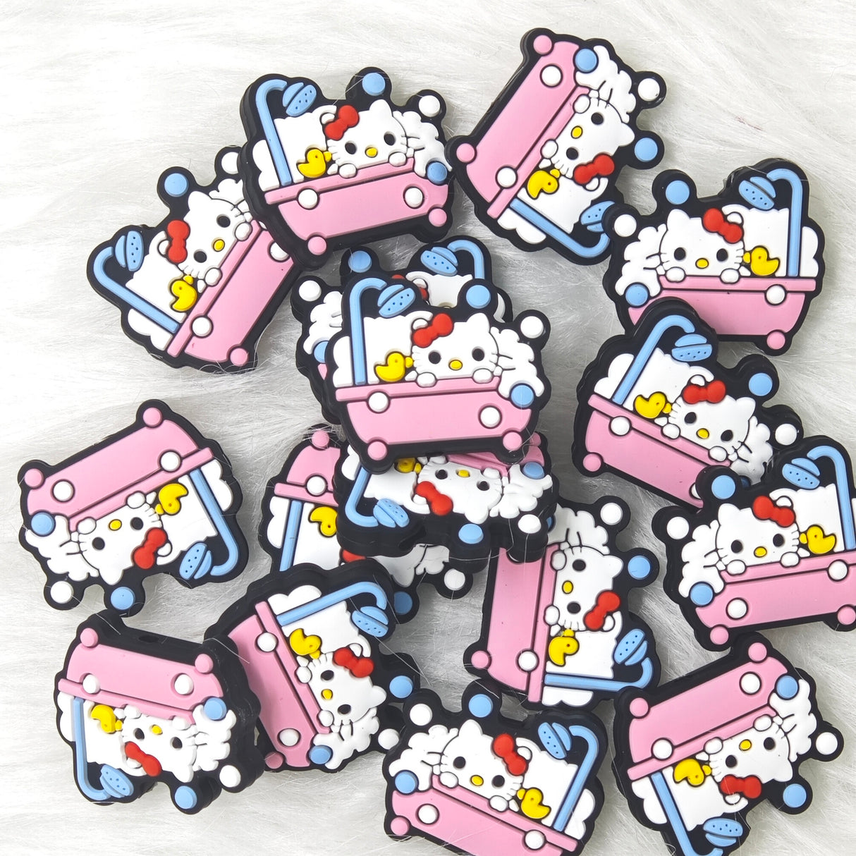 HK Cat in the bathtub Silicone Focal Beads Wholesale, Character focal beads for pens