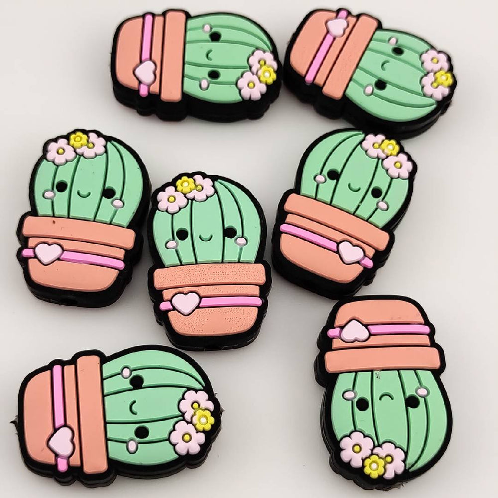 Cute Cactus Silicone Focal Bead