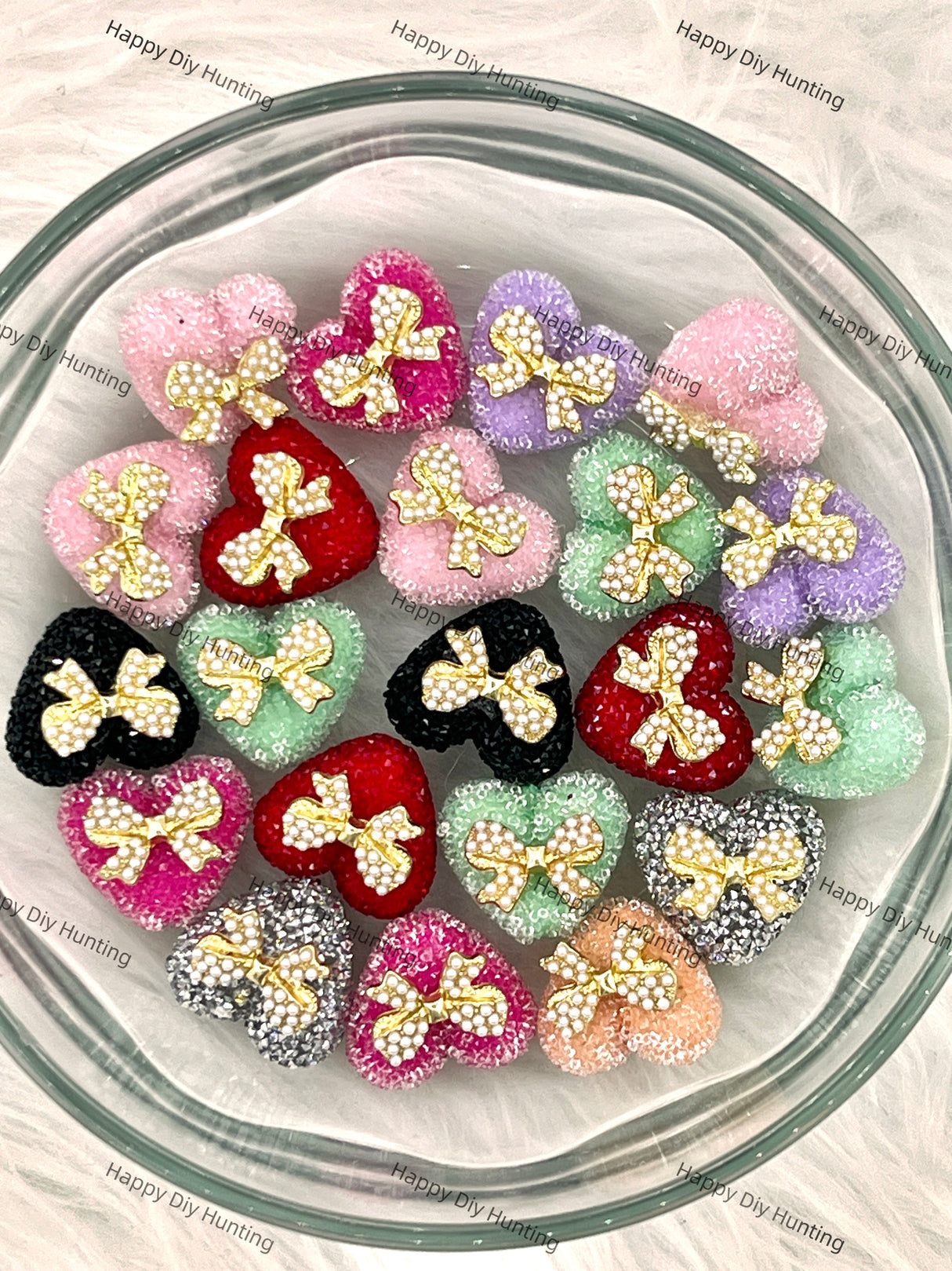 Heart Shape Sugar Beads with Bow