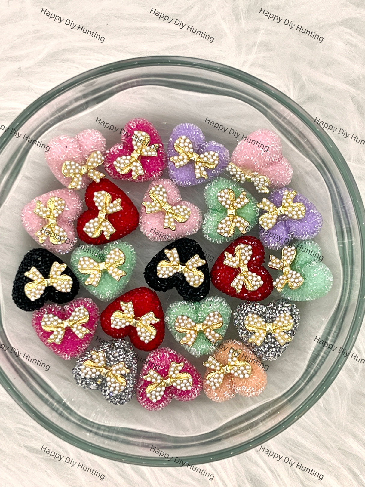 Heart Shape Sugar Beads with Bow