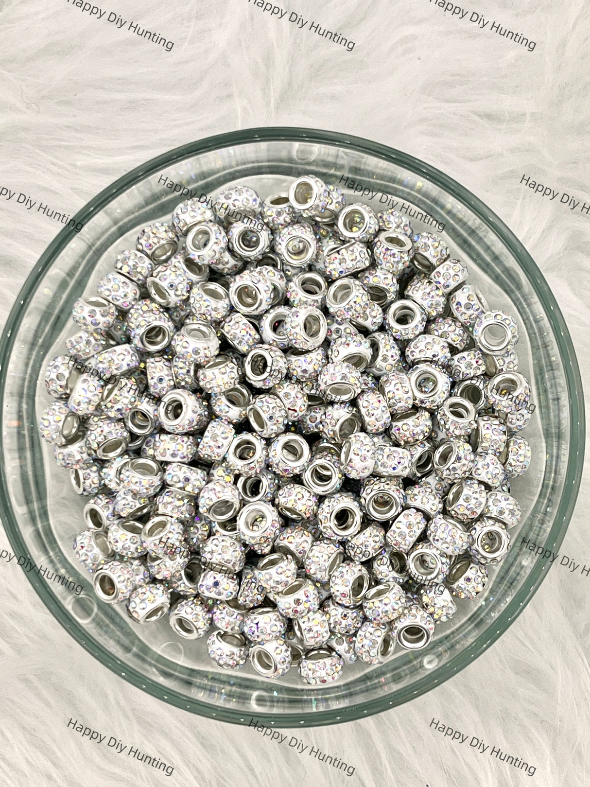 10 mm Silver Rhinestone Spacer Beads, Rhinestone beads