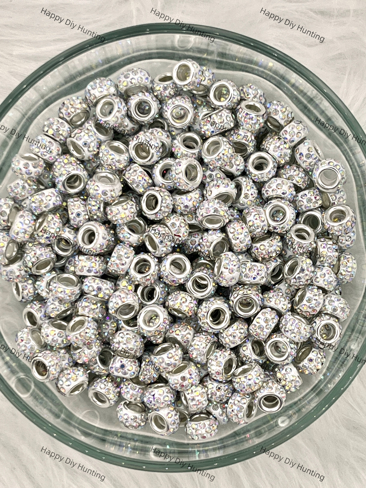 10 mm Silver Rhinestone Spacer Beads, Rhinestone beads