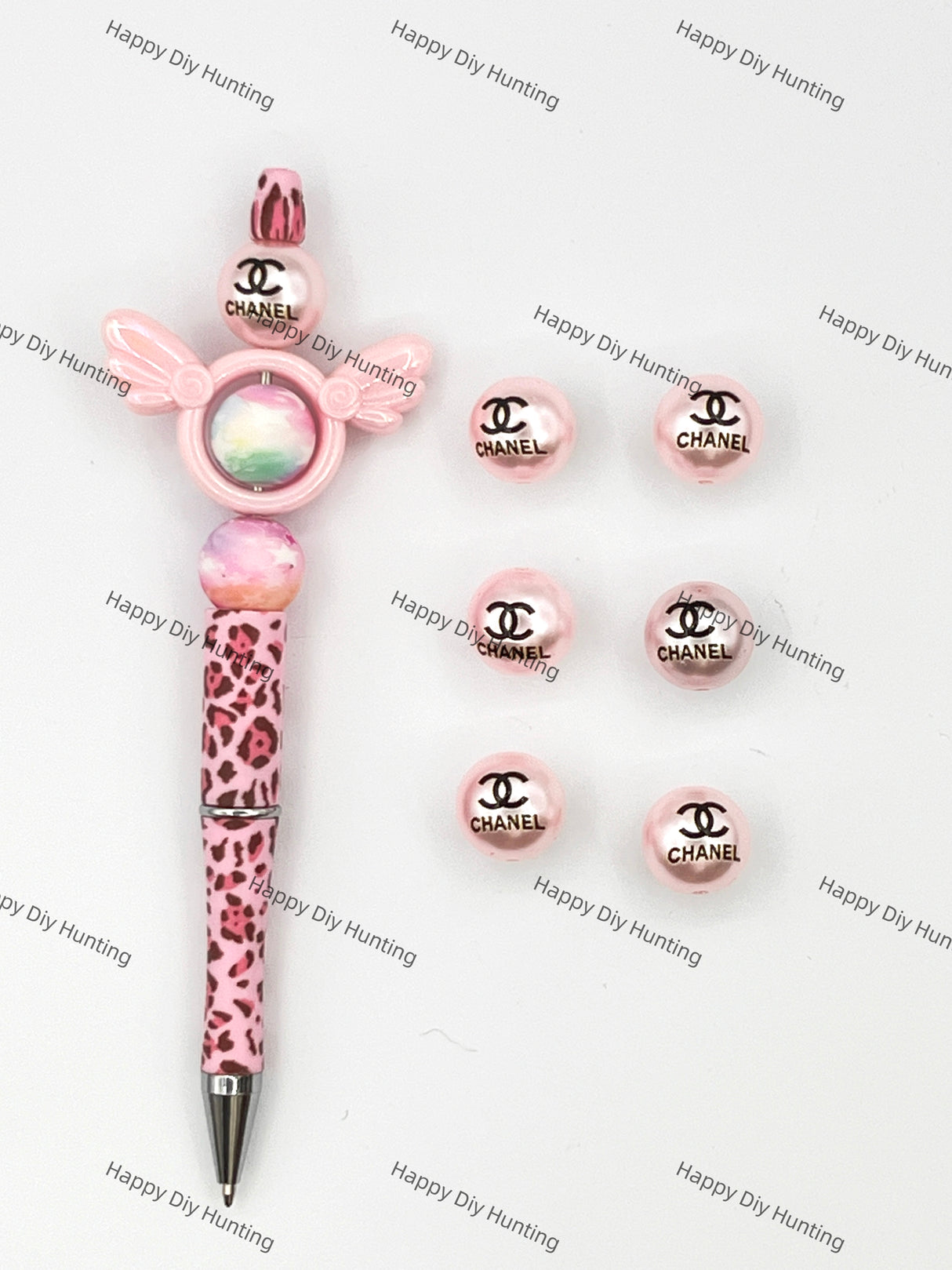 16mm,Pink CC Designer Acrylic Beads