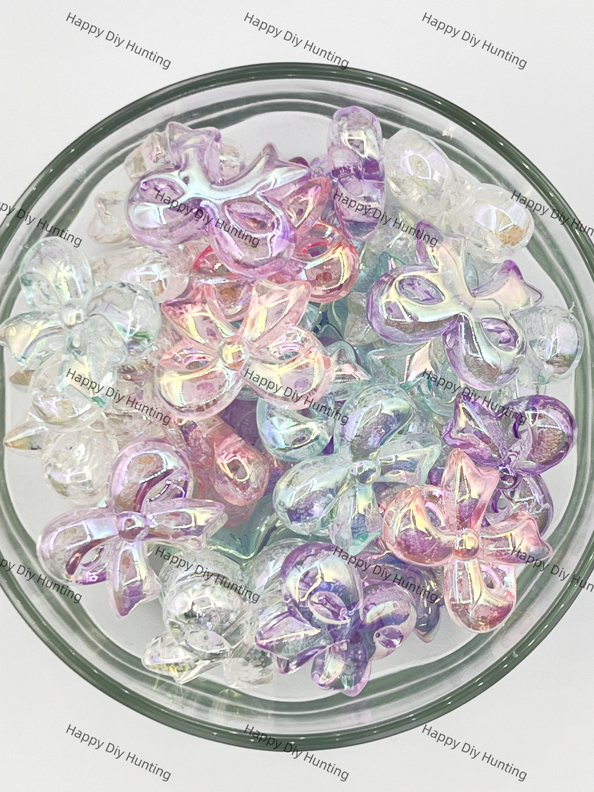 Bow Shape Acrylic Beads with Air Bubbles