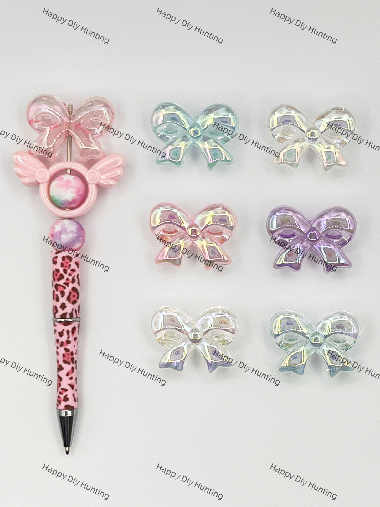 Bow Shape Acrylic Beads with Air Bubbles
