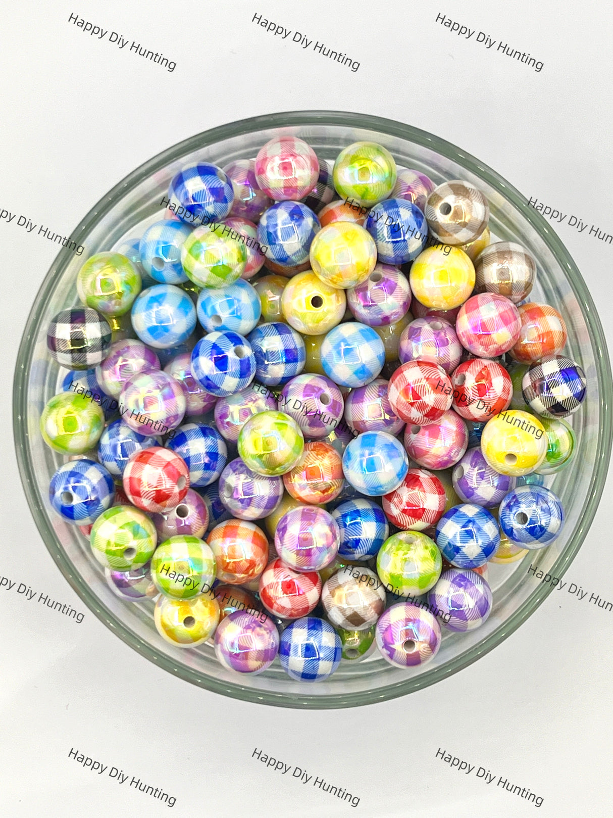 16mm Round Checkered crylic Beads,Mixed Color