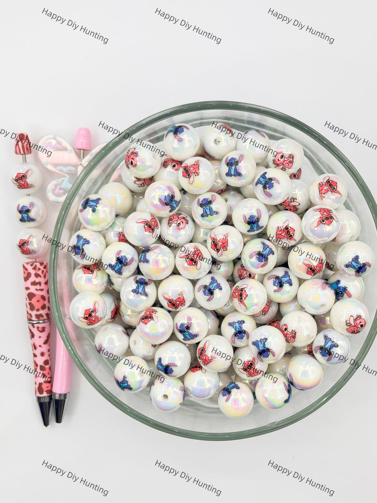 Stitch Round Acrylic Beads